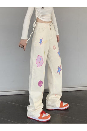 Fall Sweet Embroidery Y2K Jeans