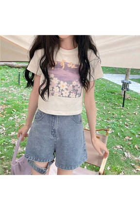 Sweet Floral O-neck T-shirt