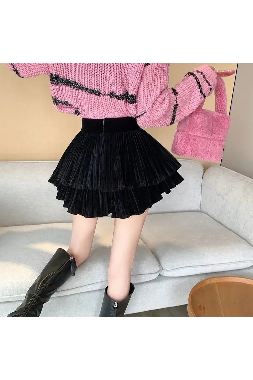 Sweet High Waist Pleated Skirt