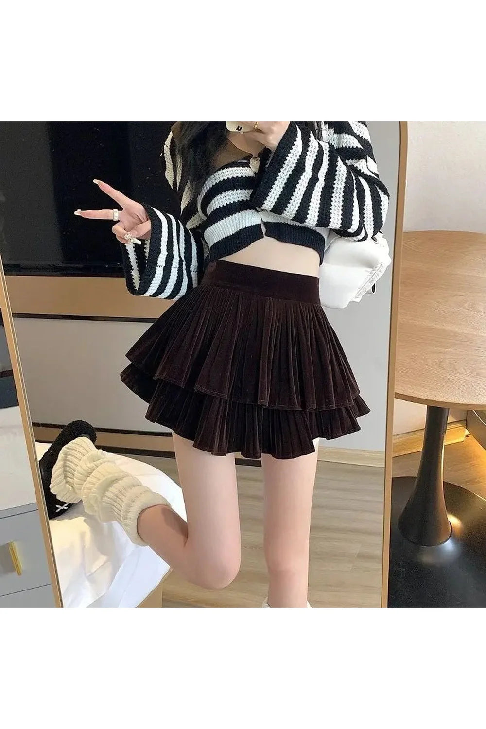 Sweet High Waist Pleated Skirt