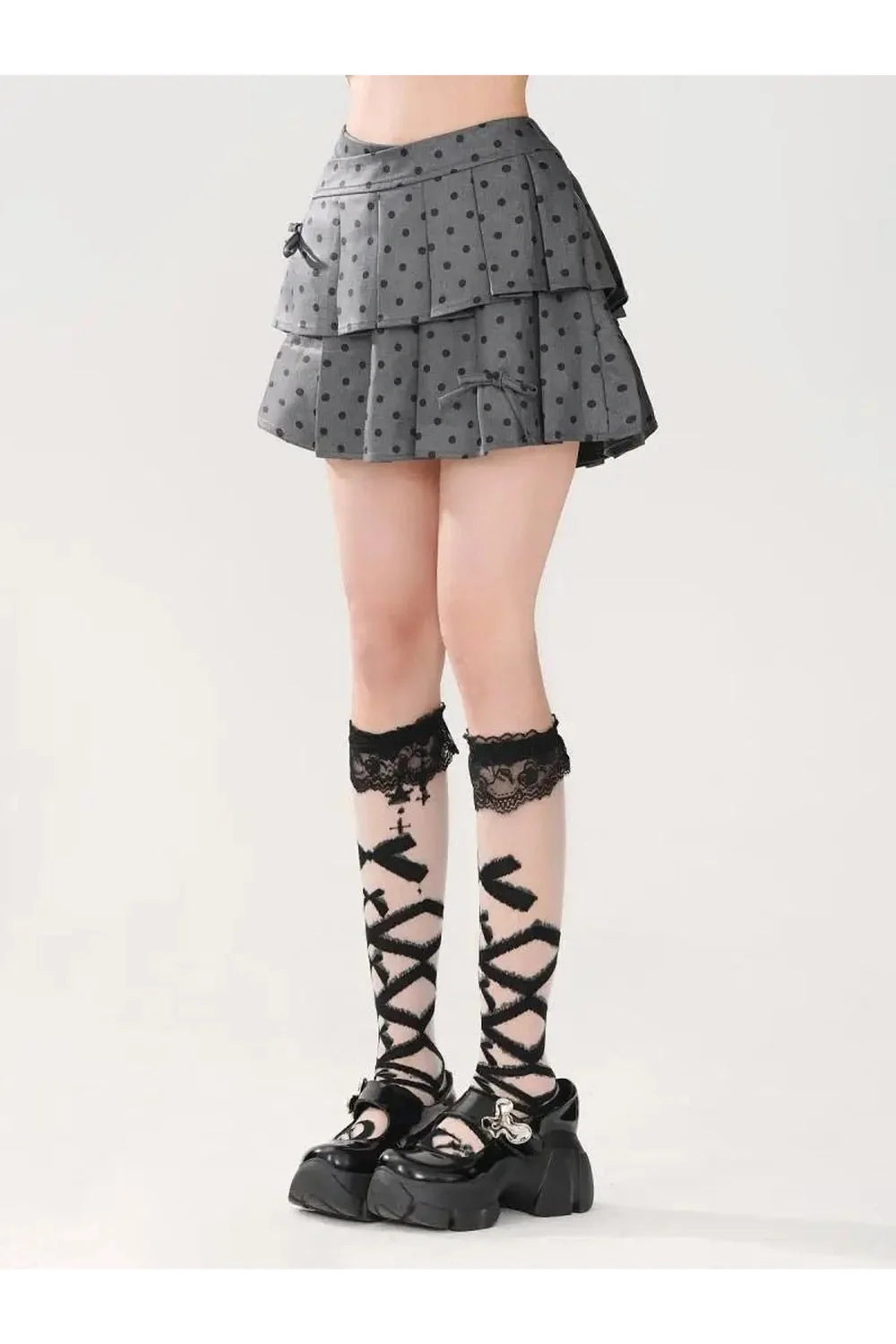 Sweet Kawaii Dot Mini Skirt in GRAY, adorable.