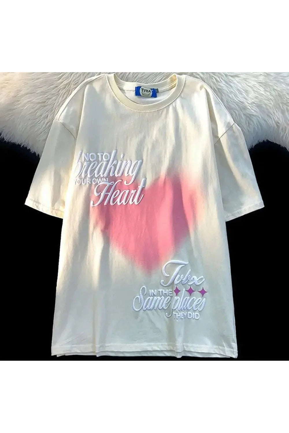 Soft pink Sweet Love Cotton T-shirt exudes charm.