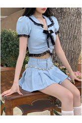 Sweet Two Piece Mini Skirt in variant AA0079: Flirty and stylish ensemble for casual outings.