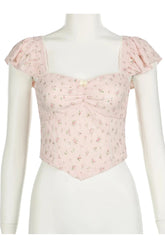 Pink Sweetheart Floral Corset Top exudes elegance.