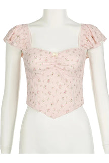 Pink Sweetheart Floral Corset Top exudes elegance.