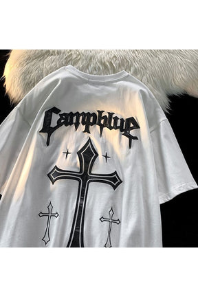 White T-shirt "CAMPBLUE" featuring a sleek design.