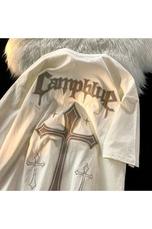 Campblue T-shirt in apricot, perfect for outdoors.