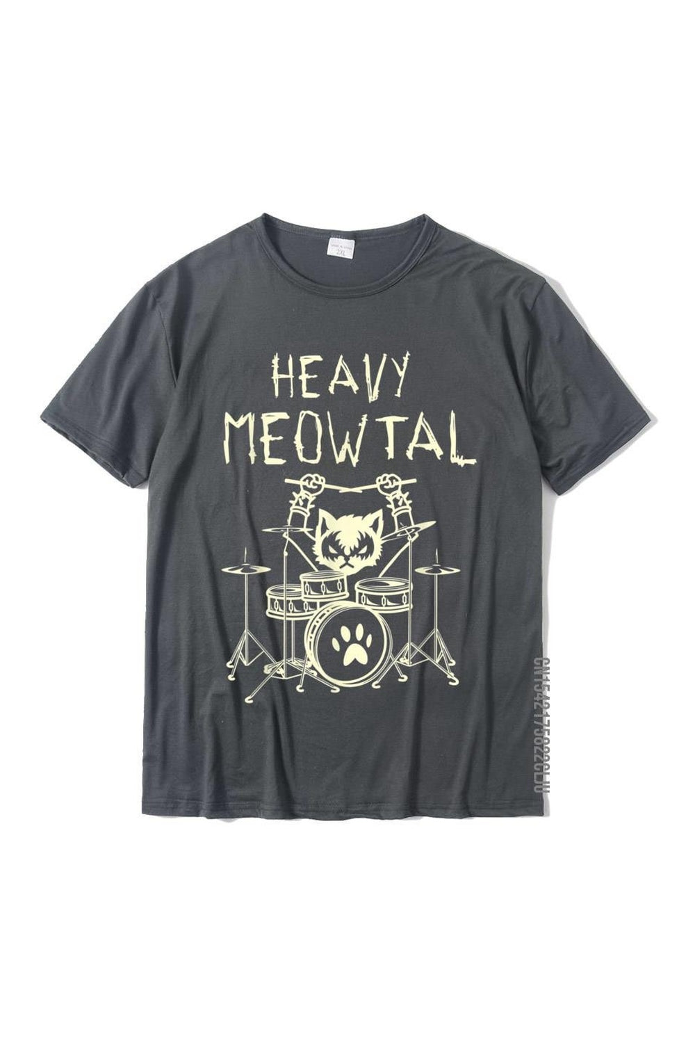 Dark Grey "HEAVY MEOWTAL" T-Shirt with attitude.