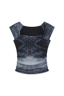 Black Tie Dye Gothic Crop Top. Stylish.