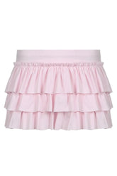 Tiered Ruffle Pink Skirt in Pink, flouncy design.