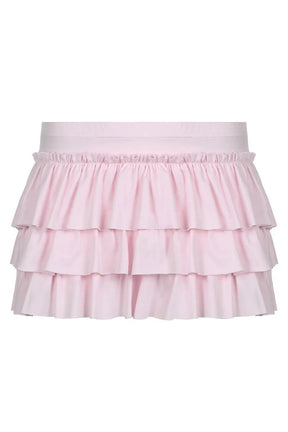 Tiered Ruffle Pink Skirt in Pink, flouncy design.