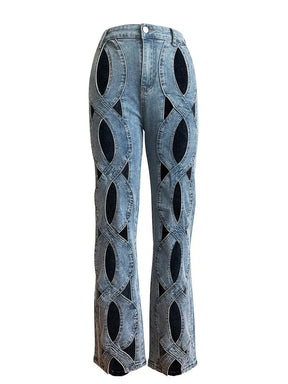 Twisted Rivet Cutout Denim Pant