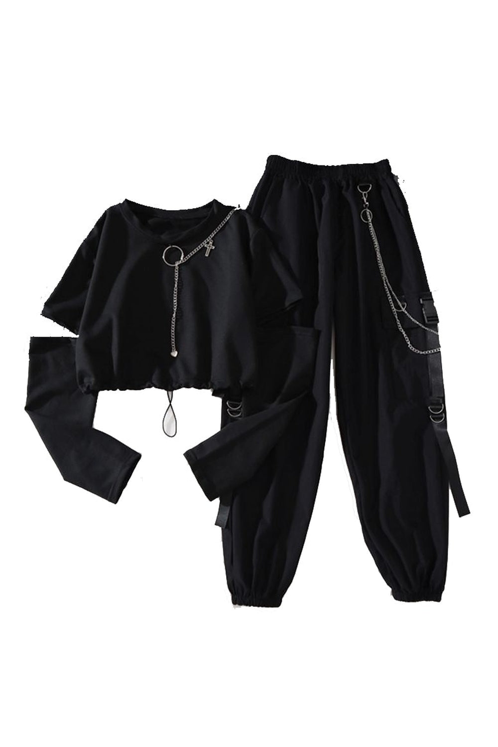 Two-piece Aesthetic Suit Set With Chains