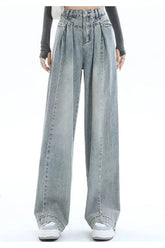 Loose "Fall Ultra Wide-Leg Baggy Jeans" in Light Blue.