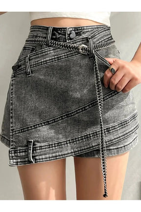 Urban Edge Chain Skirt without belt, edgy design.