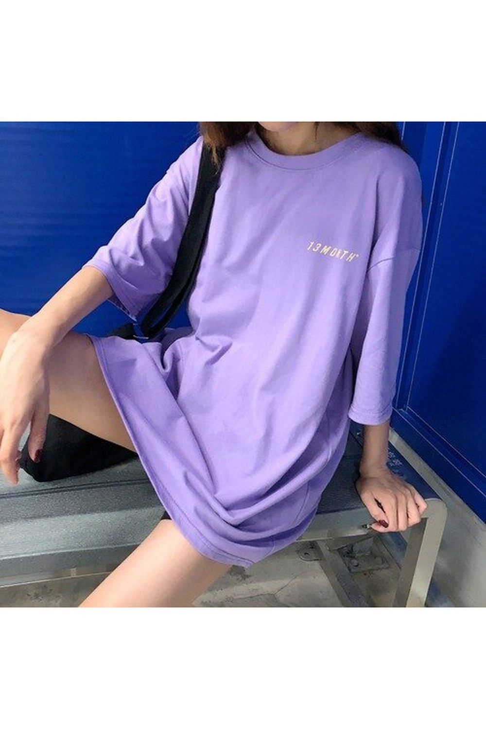 Lavender Oversize T-shirt in Vaporwave Style.