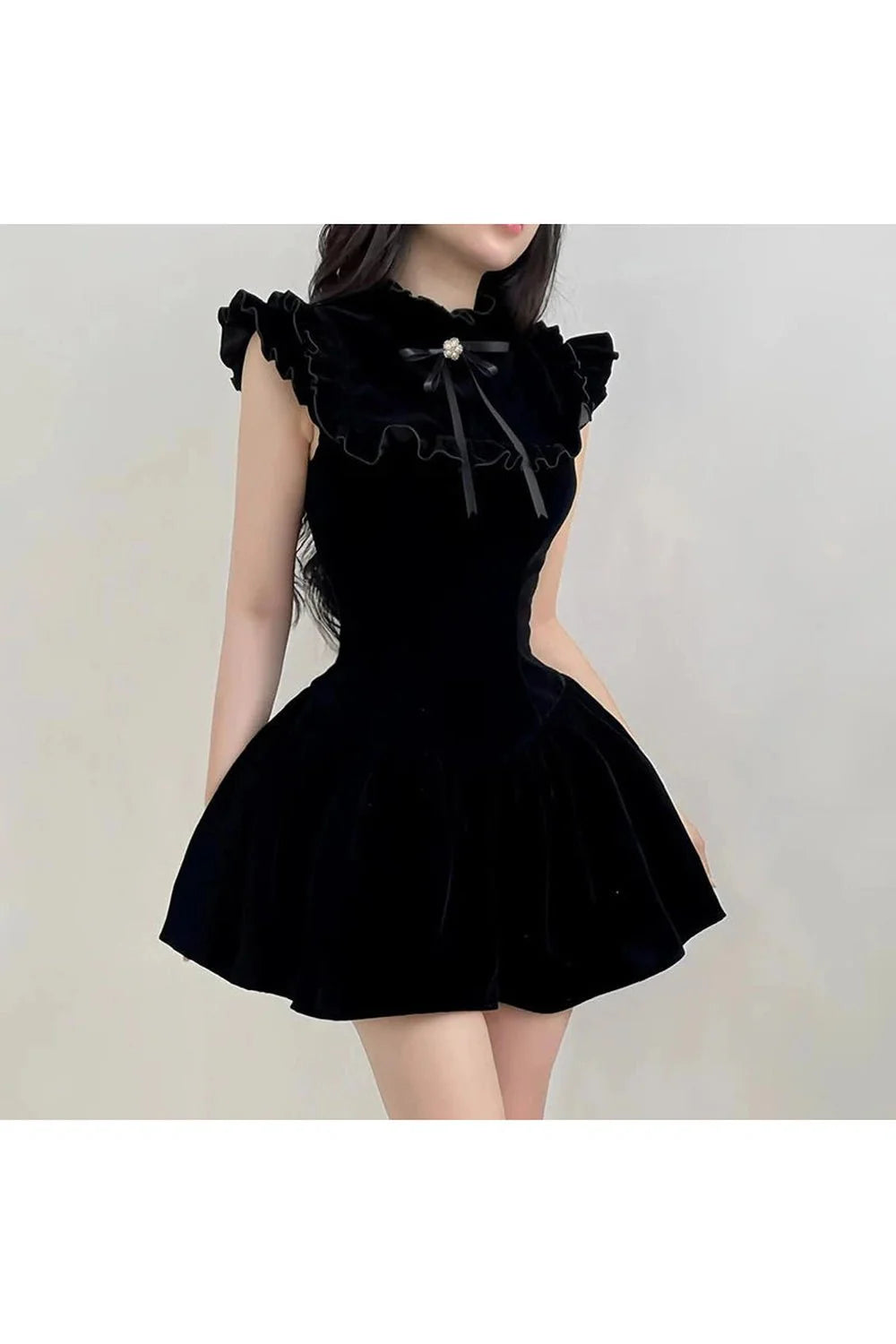 Velvet Ruffle Princess Mini Dress