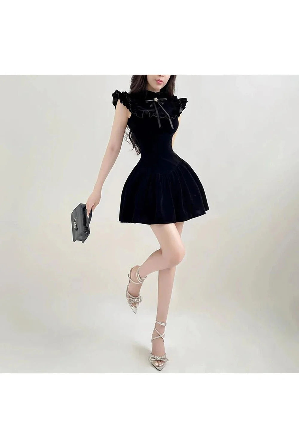 Velvet Ruffle Princess Mini Dress