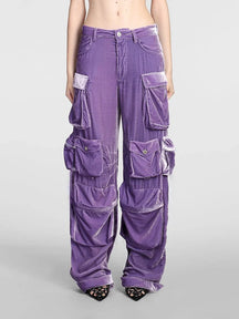 Stylish purple Velvet Vibe Cargo Pants.