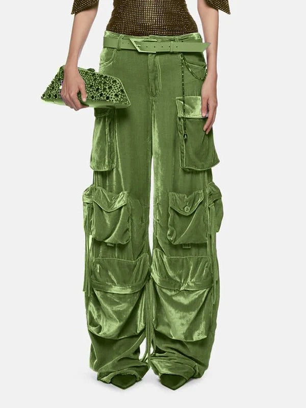 Stylish Green Velvet Vibe Cargo Pants for Utility.