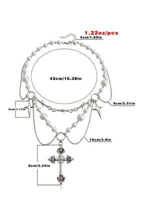 Victorian Gothic Rosary Pearl Necklace