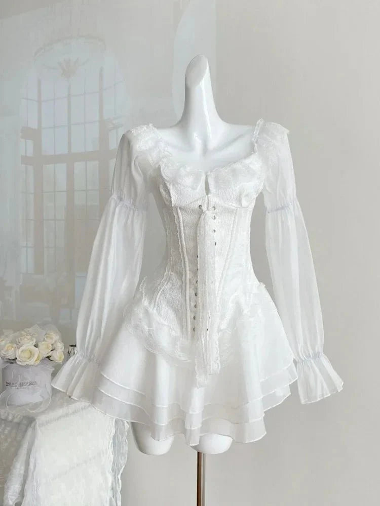 Elegant Victorian Romance Lace Corset Dress exudes sophistication.