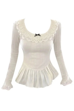 Elegant Victorian Whispers Top in crisp White lace.