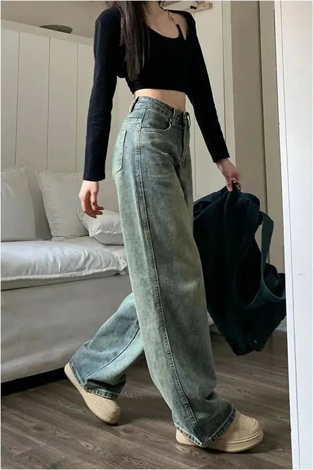 Fall Vintage 90s Baggy Straight Jeans