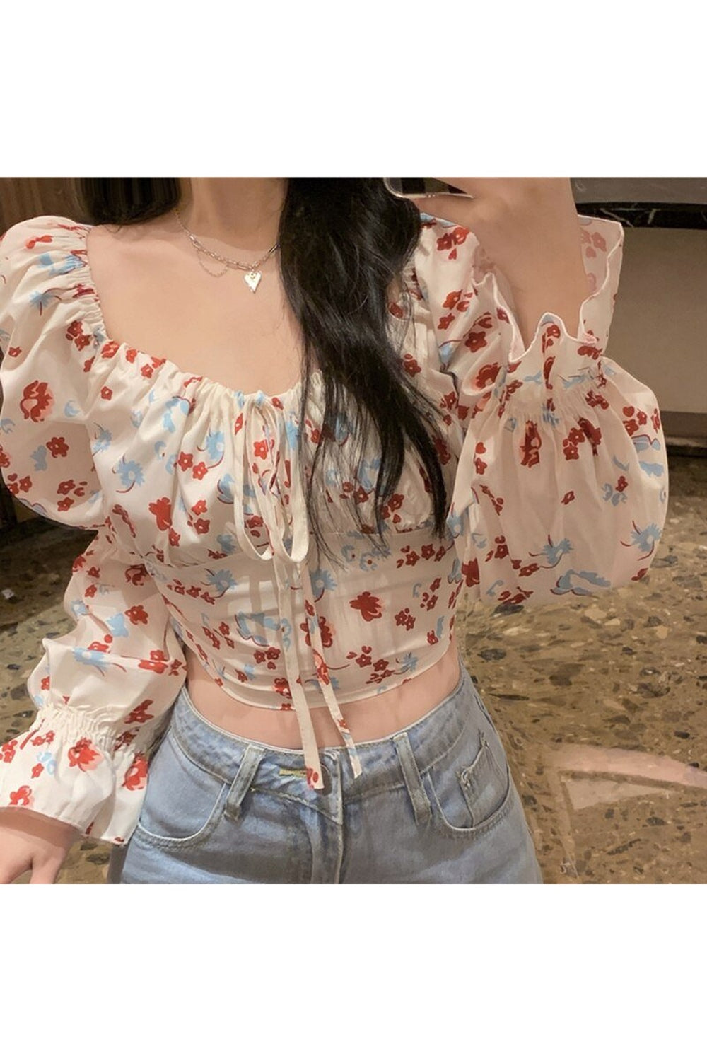 Vintage Aesthetic Floral Blouse