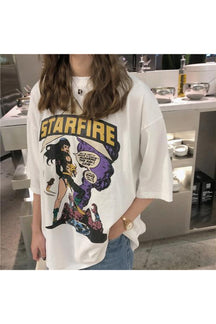 Vintage Aesthetic T-shirts STARFIRE in White, stylish.