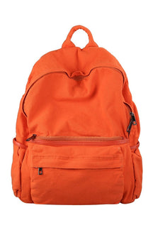 Vintage orange canvas laptop backpack for females.