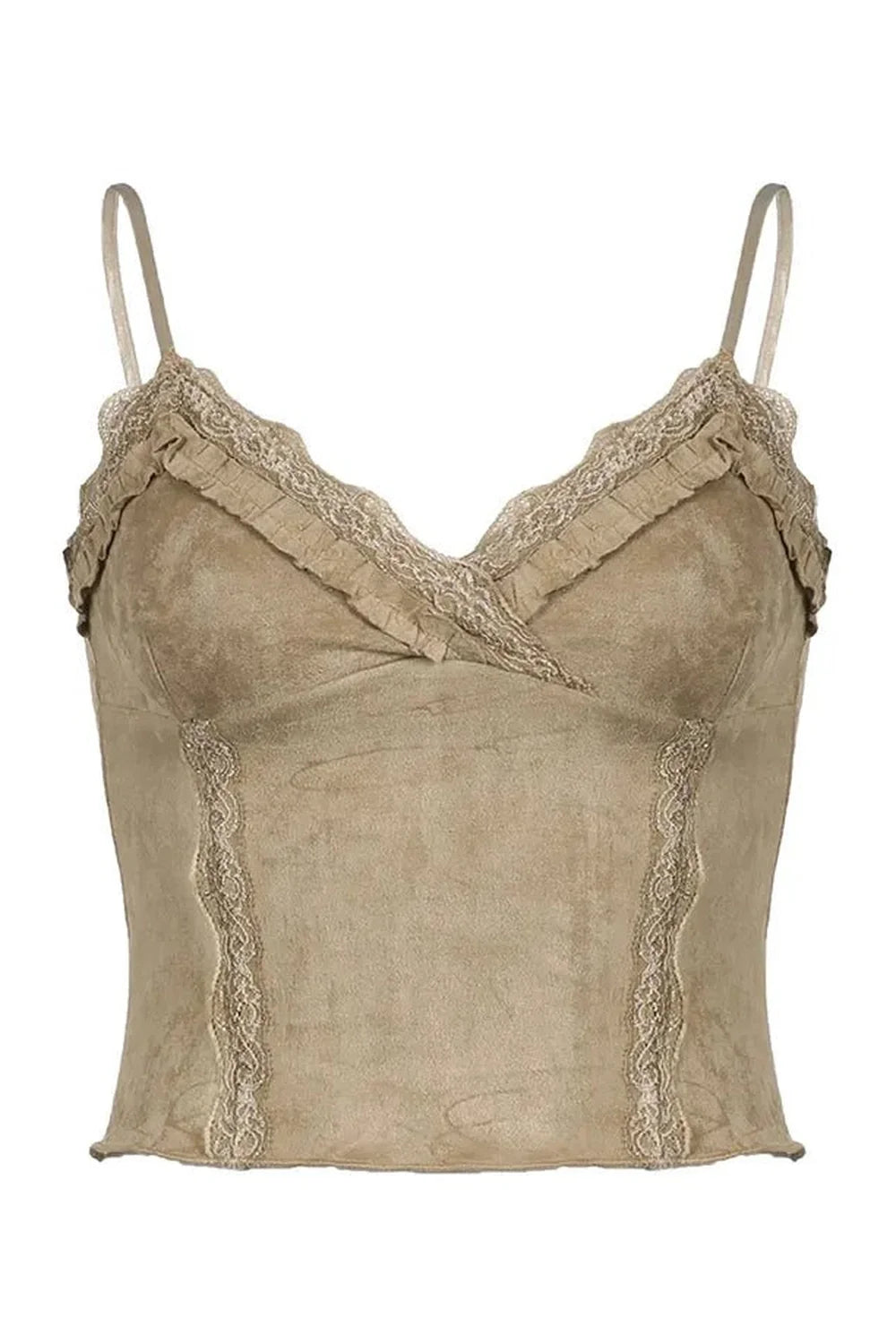 Vintage Charm Cami Top in Khaki exudes elegance.