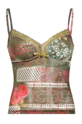 Chic vintage floral tie cami top in multi.