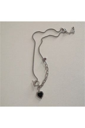 Vintage Goth Heart Chain Necklace in variant 7, elegant.