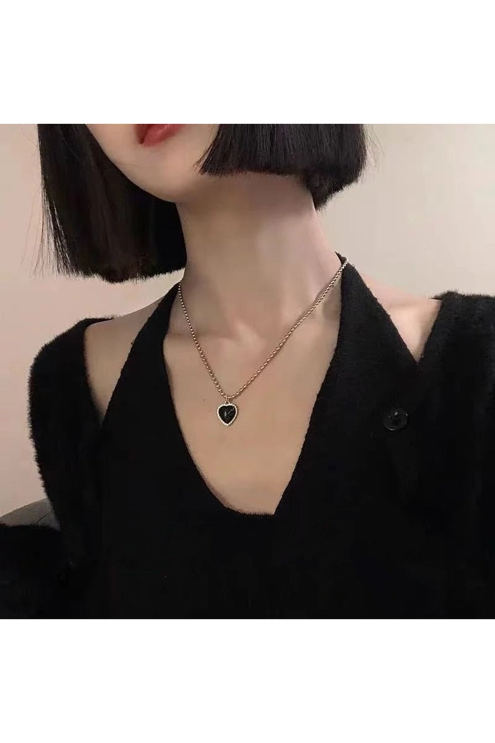 Vintage Goth Heart Chain Necklace