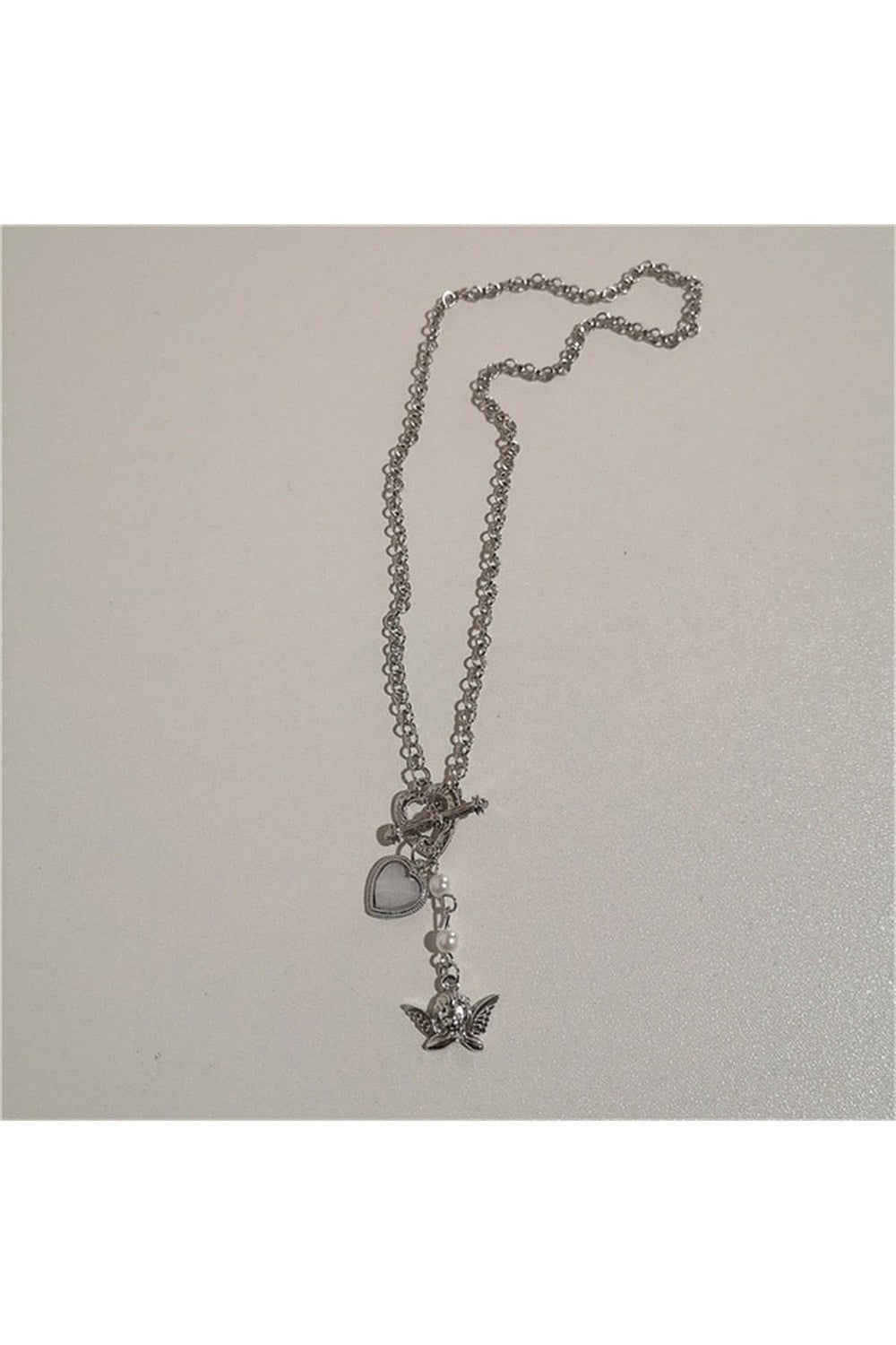 Vintage Goth Heart Chain Necklace variant 6, edgy.