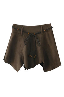 Vintage Gyaru Mini Skirt in Brown, pleated design.