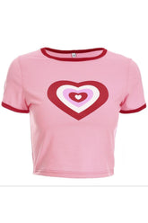 Pink Vintage Heart Crop Top exudes charm.