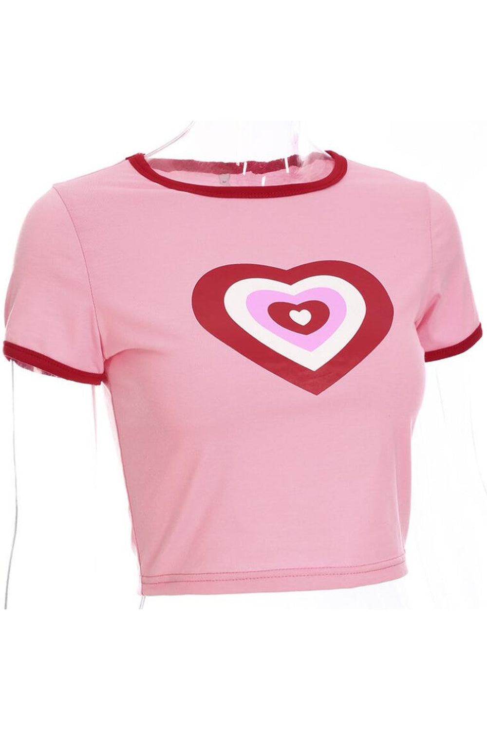 Pink Vintage Heart Crop Top exudes charm.