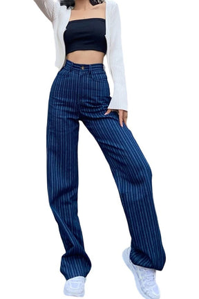 Fall Vintage High Waist Straight Jeans