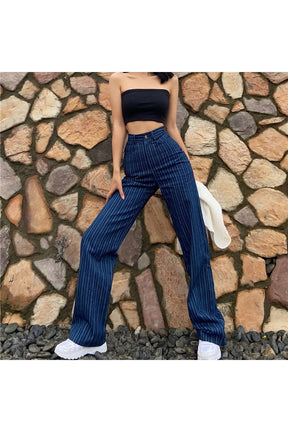 Fall Vintage High Waist Straight Jeans