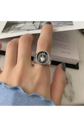 Vintage Hollow Heart Silver Ring