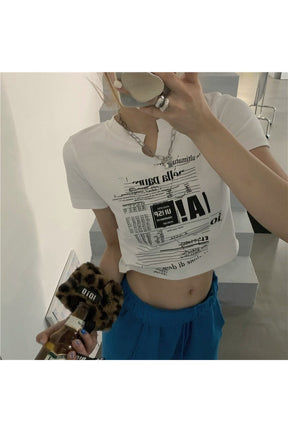 Vintage Letter Print Crop Top