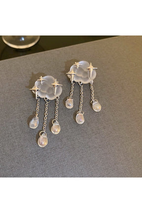 Vintage Long Tassel Resin Stars Clouds Earrings