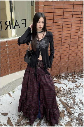 Vintage Plaid A-Line Skirt