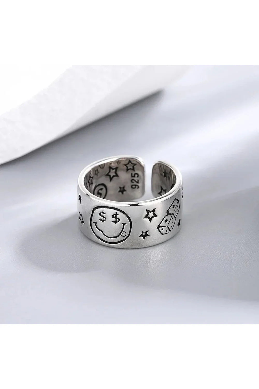 Vintage Poker Dice Smile Ring