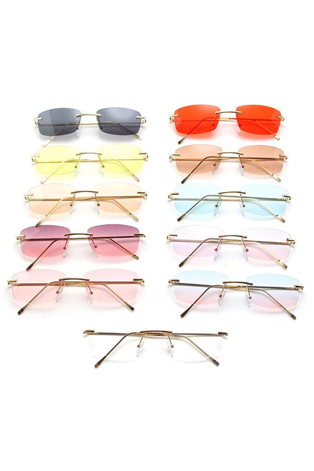 Vintage Rectangle Rimless Sunglasses