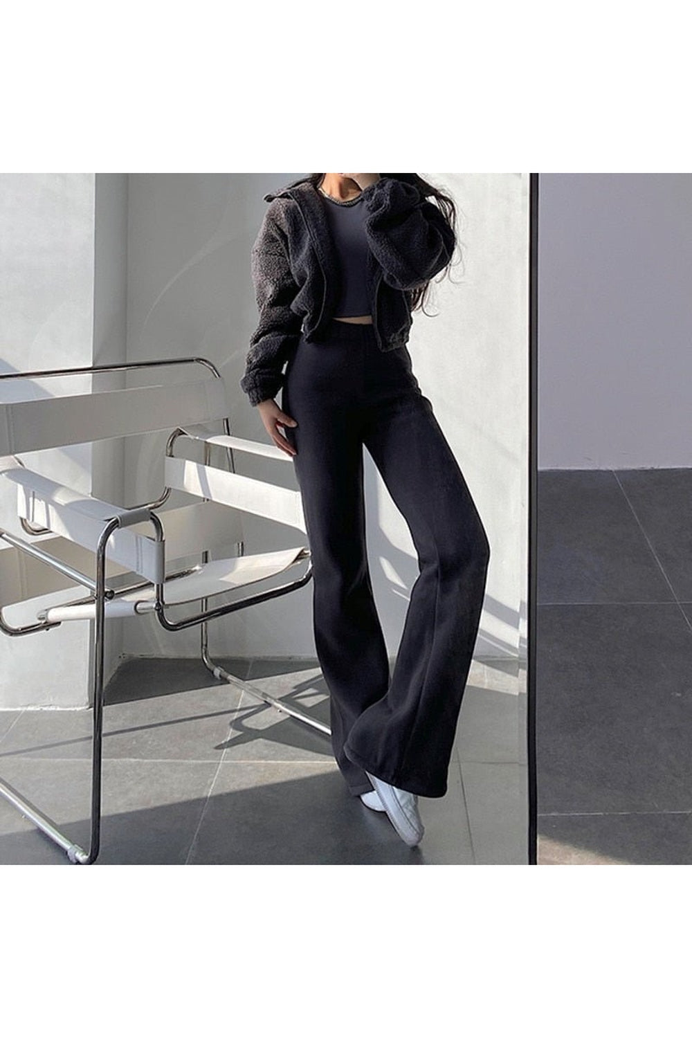 Vintage Solid Flare Pants