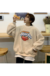 Vintage Strawberry Print Warm Sweatshirt