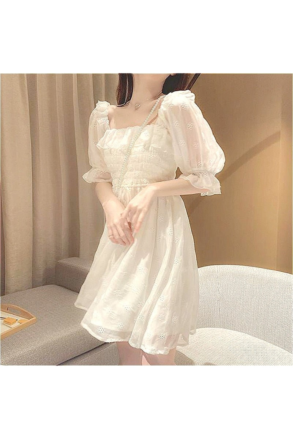 Vintage Style White Dress in elegant White lace.